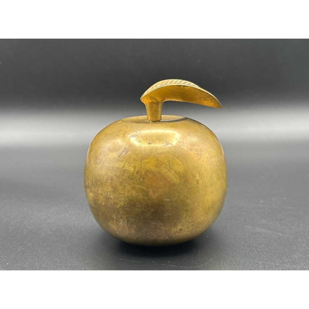 Vintage Solid Brass Apple Paperweight Handcrafted India Master Teacher 4.5"